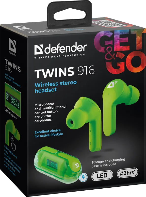 Defender - Бездротова стерео гарнітура Twins 916