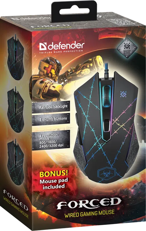 Defender - Дротова ігрова миша Forced GM-020L