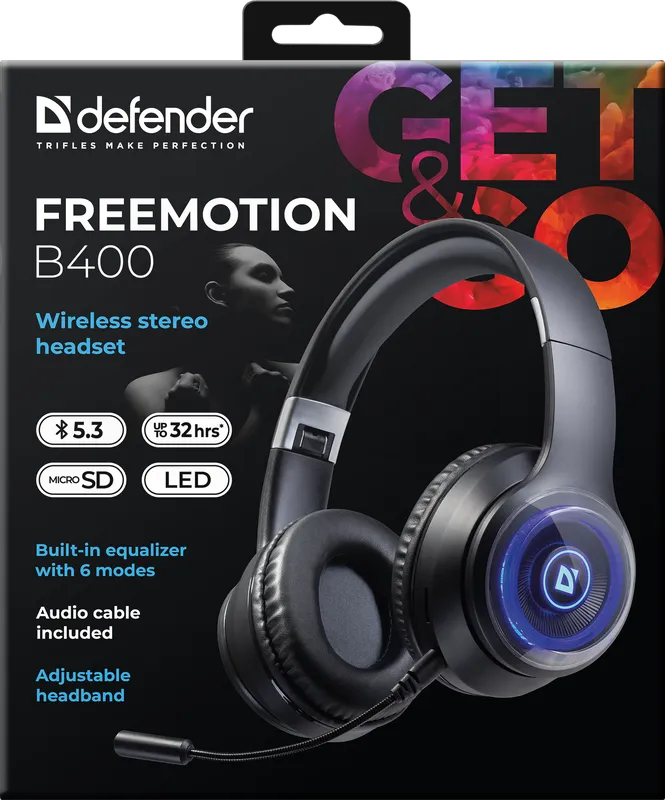 Defender - Бездротова стерео гарнітура FreeMotion B400