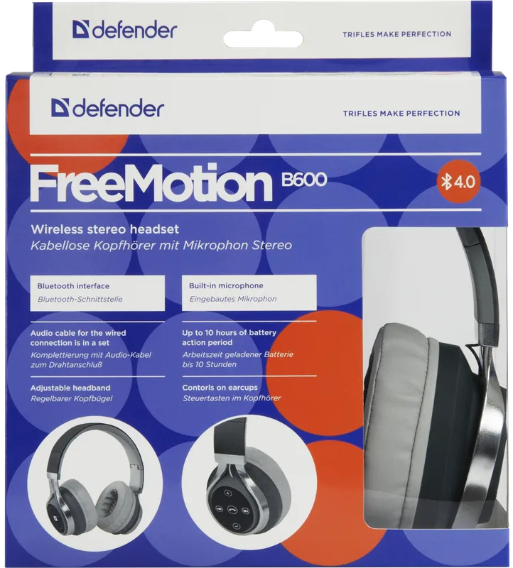 Defender - Бездротова стерео гарнітура FreeMotion B600