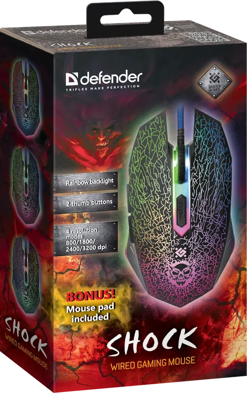Defender - Дротова ігрова миша Shock GM-110L
