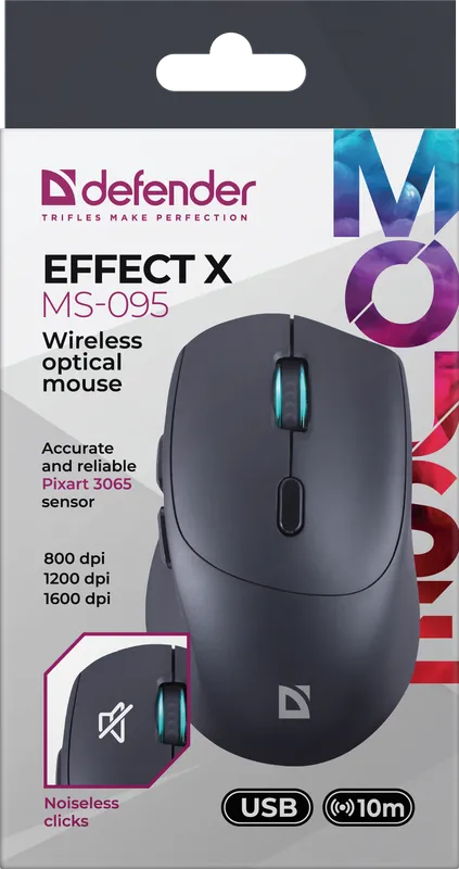Defender - Бездротова оптична миша Effect X  MS-095