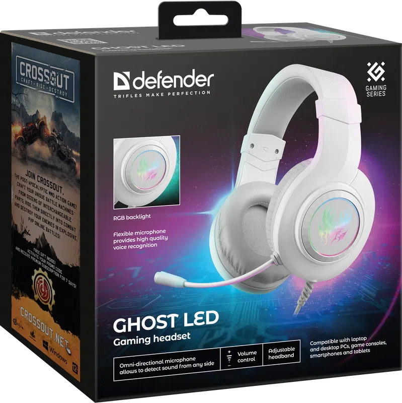 Defender - Ігрова гарнітура Ghost LED