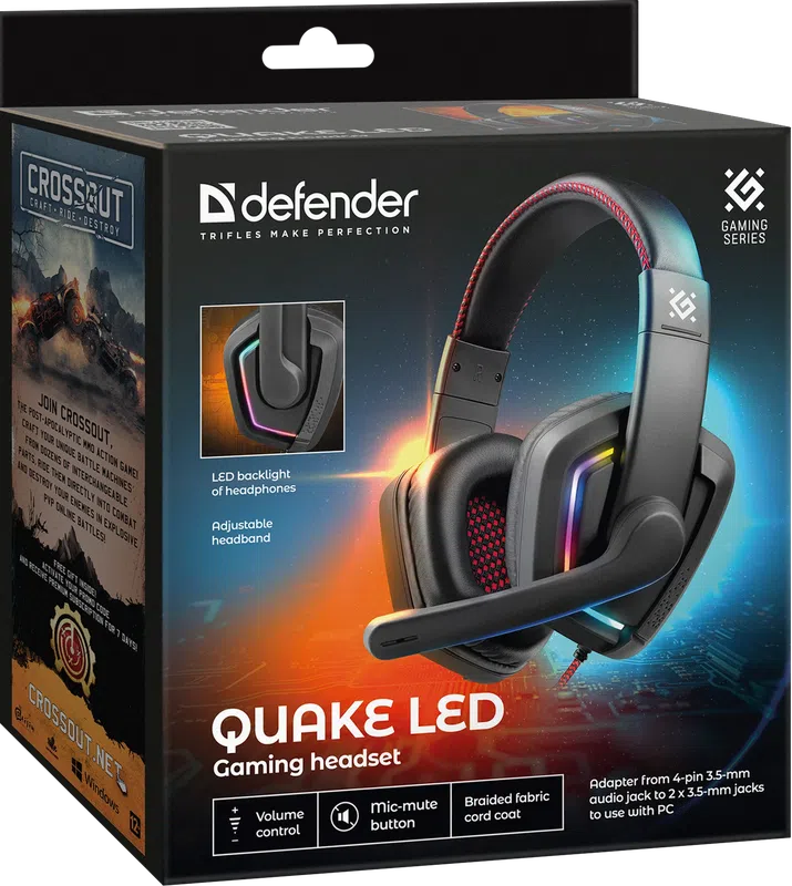 Defender - Ігрова гарнітура Quake LED