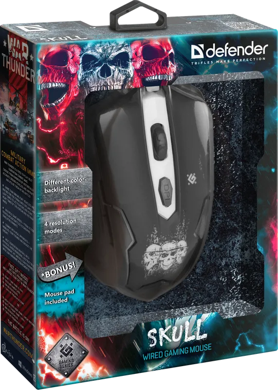 Defender - Дротова ігрова миша Skull GM-180L