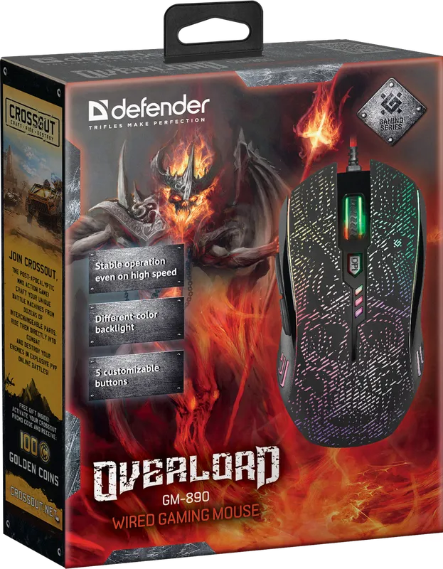 Defender - Дротова ігрова миша OverLord GM-890