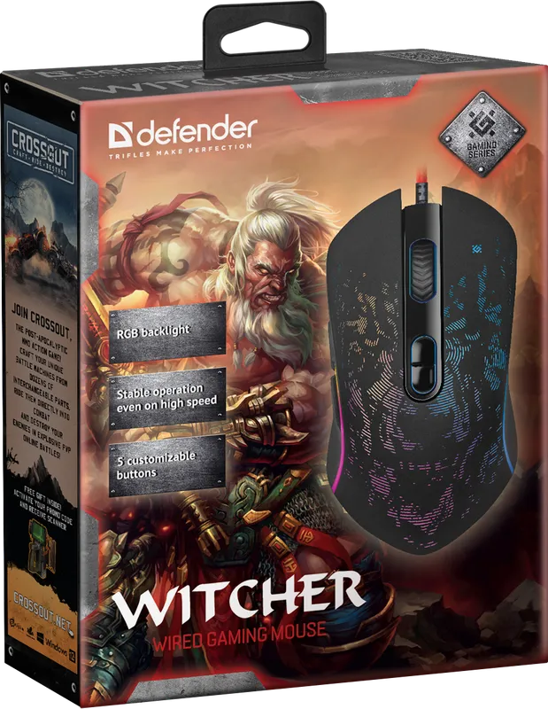 Defender - Дротова ігрова миша Witcher GM-990
