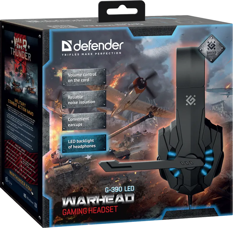 Defender - Ігрова гарнітура Warhead G-390 LED