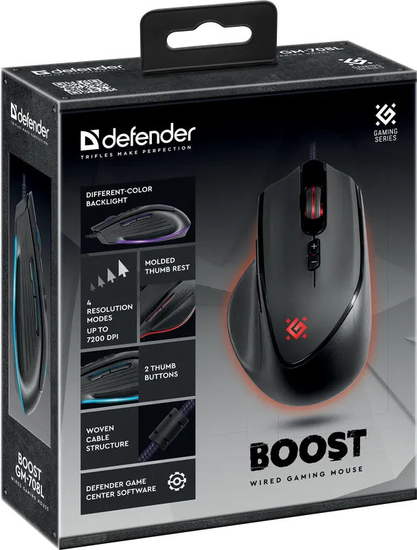 Defender - Дротова ігрова миша Boost GM-708L