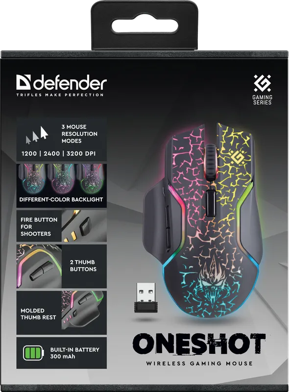 Defender - Бездротова ігрова миша Oneshot GM-067