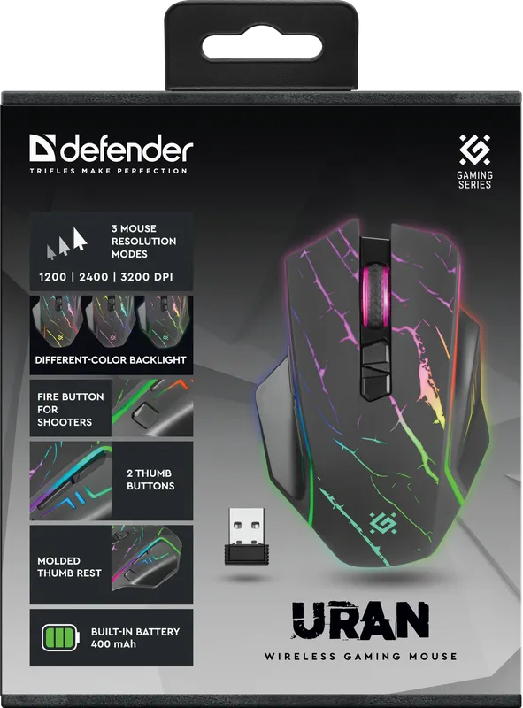 Defender - Бездротова ігрова миша Uran GM-503