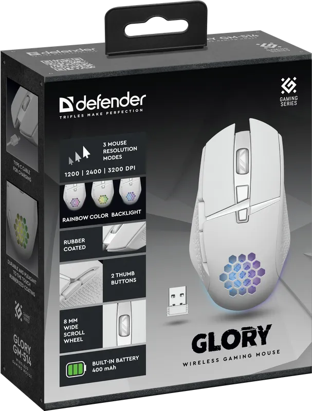 Defender - Бездротова ігрова миша Glory GM-514