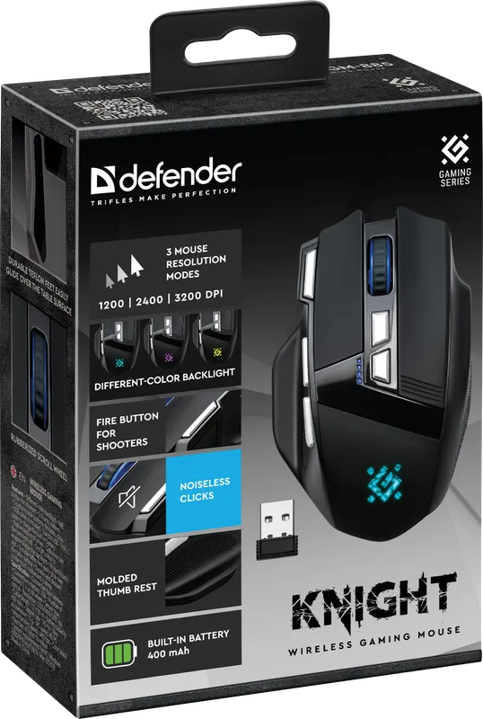 Defender - Бездротова ігрова миша Knight GM-885