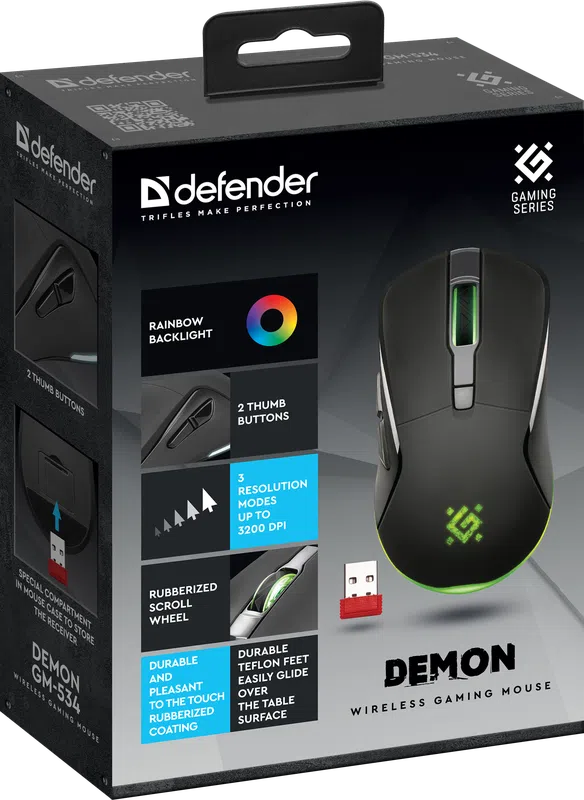 Defender - Бездротова ігрова миша Demon GM-534