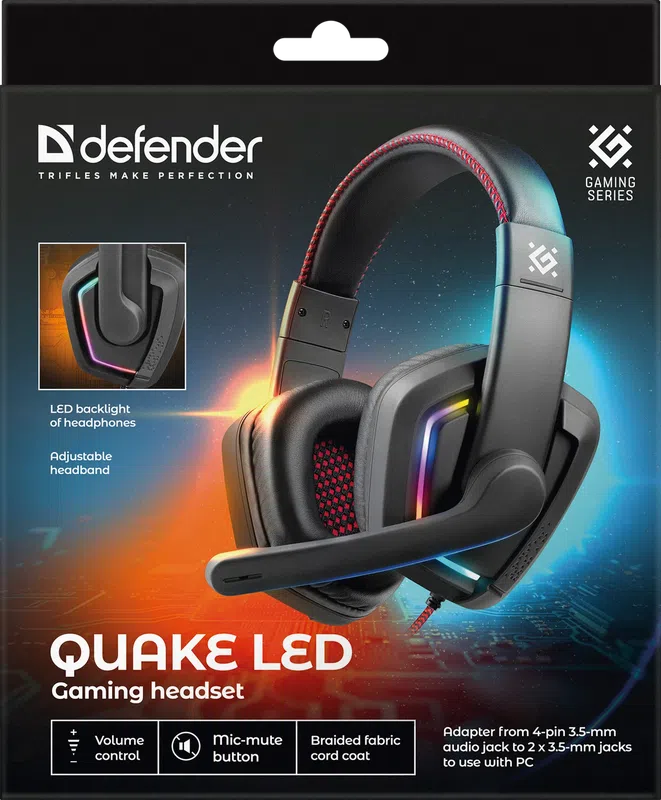 Defender - Ігрова гарнітура Quake LED