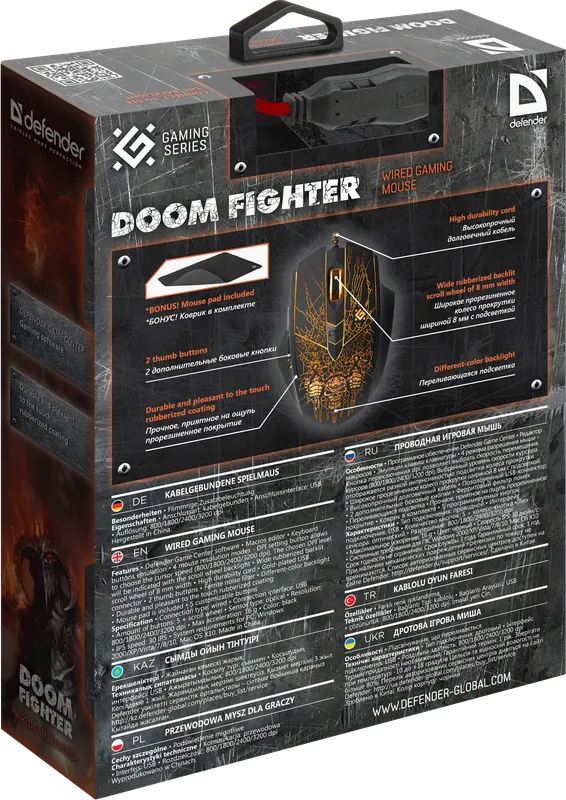 Defender - Дротова ігрова миша Doom Fighter GM-260L