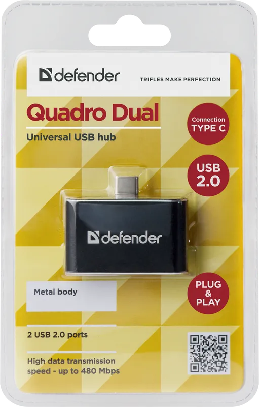 Defender - Універсальний USB розгалужувач Quadro Dual