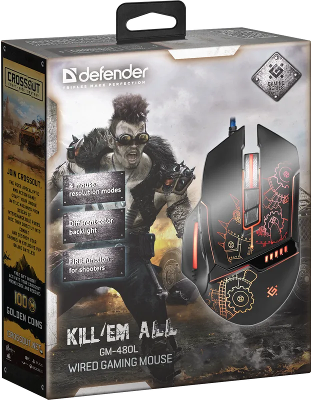 Defender - Дротова ігрова миша Kill'em All GM-480L
