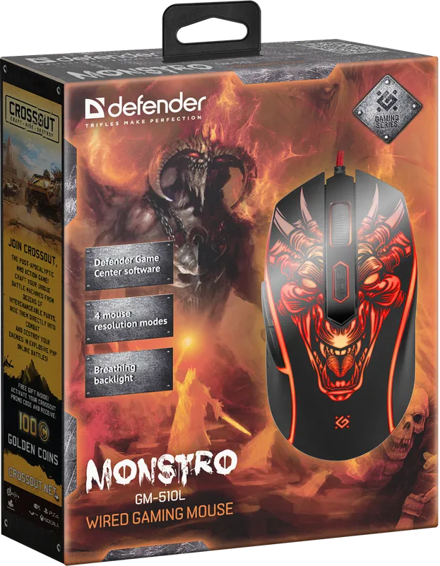 Defender - Дротова ігрова миша Monstro GM-510L