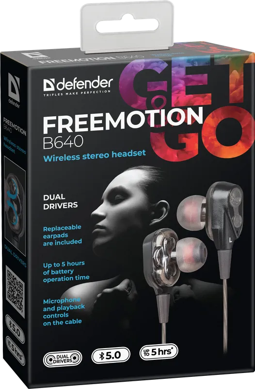 Defender - Бездротова стерео гарнітура FreeMotion B640