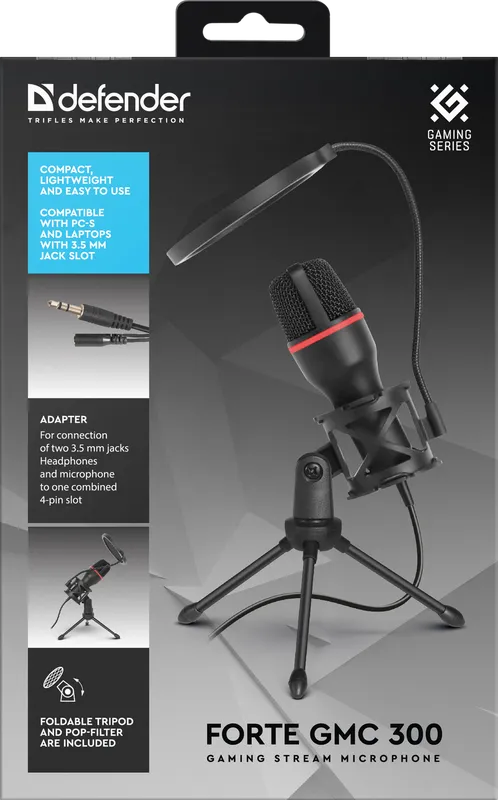 Defender - Ігровий потоковий мікрофон Forte GMC 300