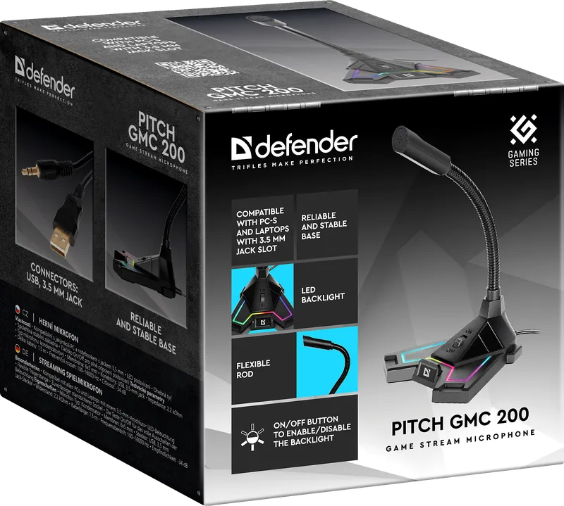 Defender - Ігровий потоковий мікрофон Pitch GMC 200