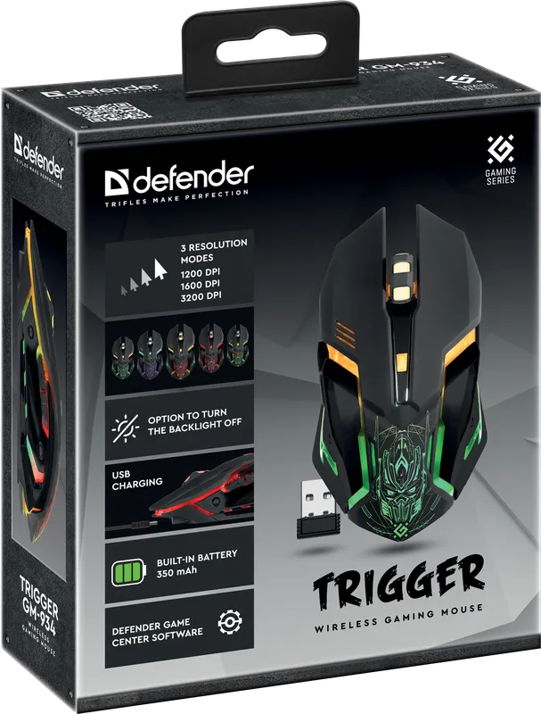 Defender - Бездротова ігрова миша Trigger GM-934