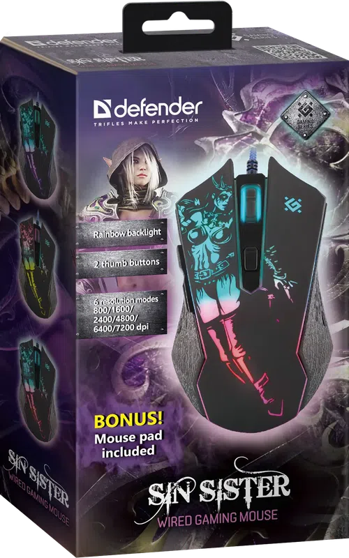 Defender - Дротова ігрова миша Sin'Sister GM-933