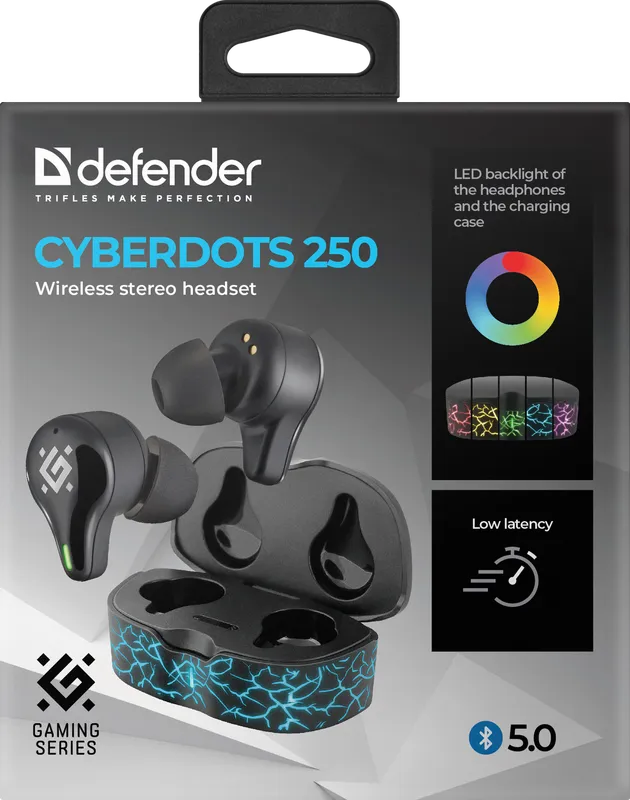 Defender - Бездротова стерео гарнітура CyberDots 250