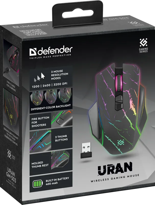 Defender - Бездротова ігрова миша Uran GM-503