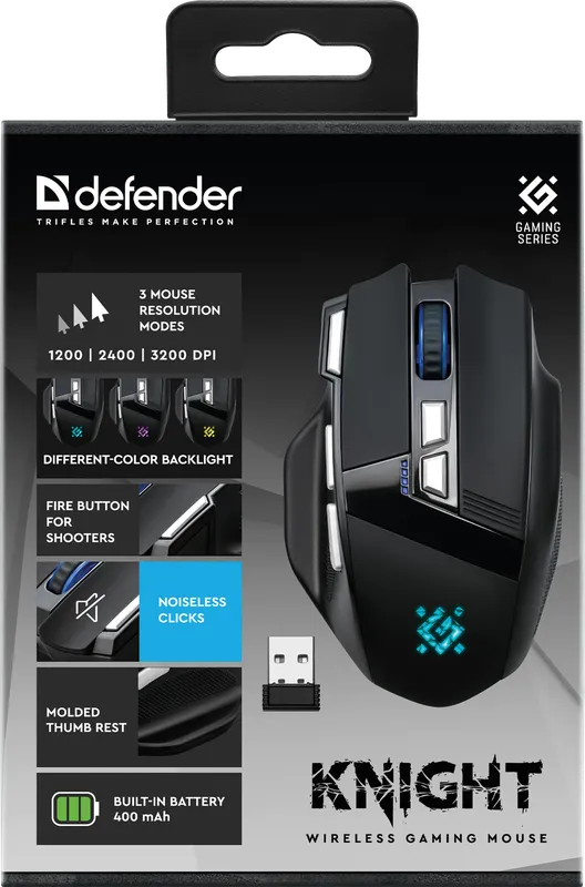Defender - Бездротова ігрова миша Knight GM-885